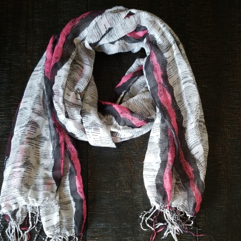 Pink, black, grey scarf